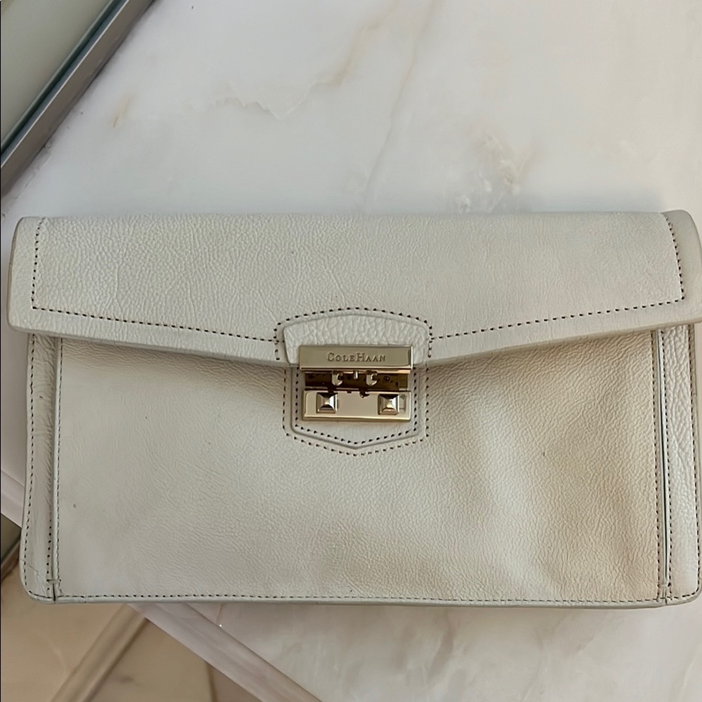 Cole Haan White Leather Clutch